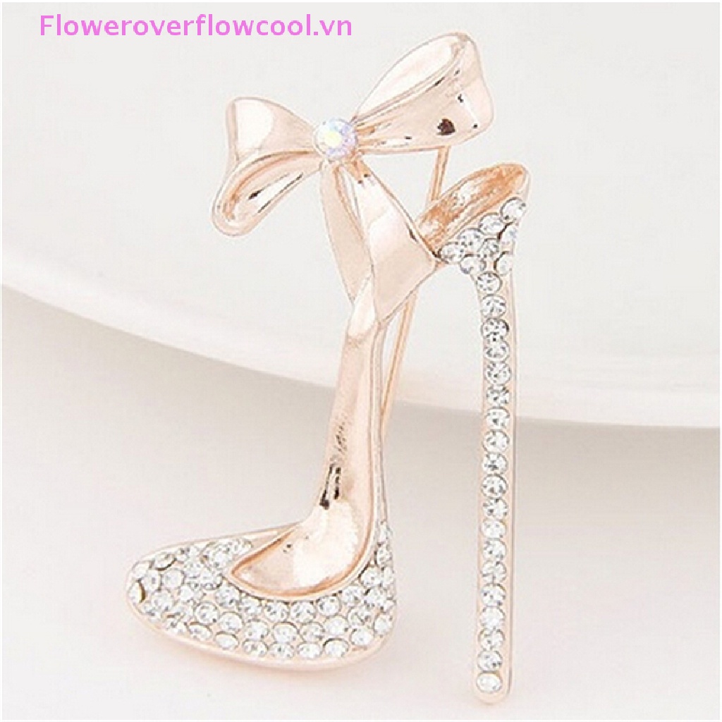 Ghim Cài Áo Hình Giày Cao Gót Đính Đá Pha Lê