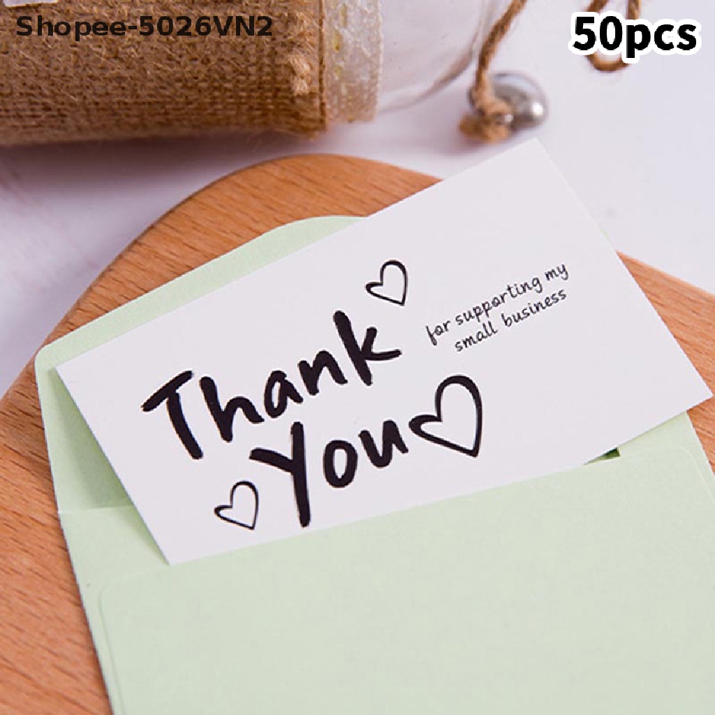 Set 50 Tấm Thiệp Chữ Thank You for Your Order Màu Trắng Dùng Làm Quà Tặng