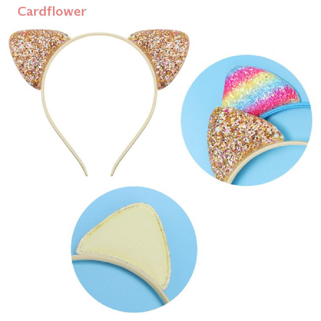 &lt; Cardflower &gt; Băng Đô Tai Mèo Hoạt Hình Đính Kim Sa Ngọt Ngào Tùy Chỉnh Cho Trẻ Em