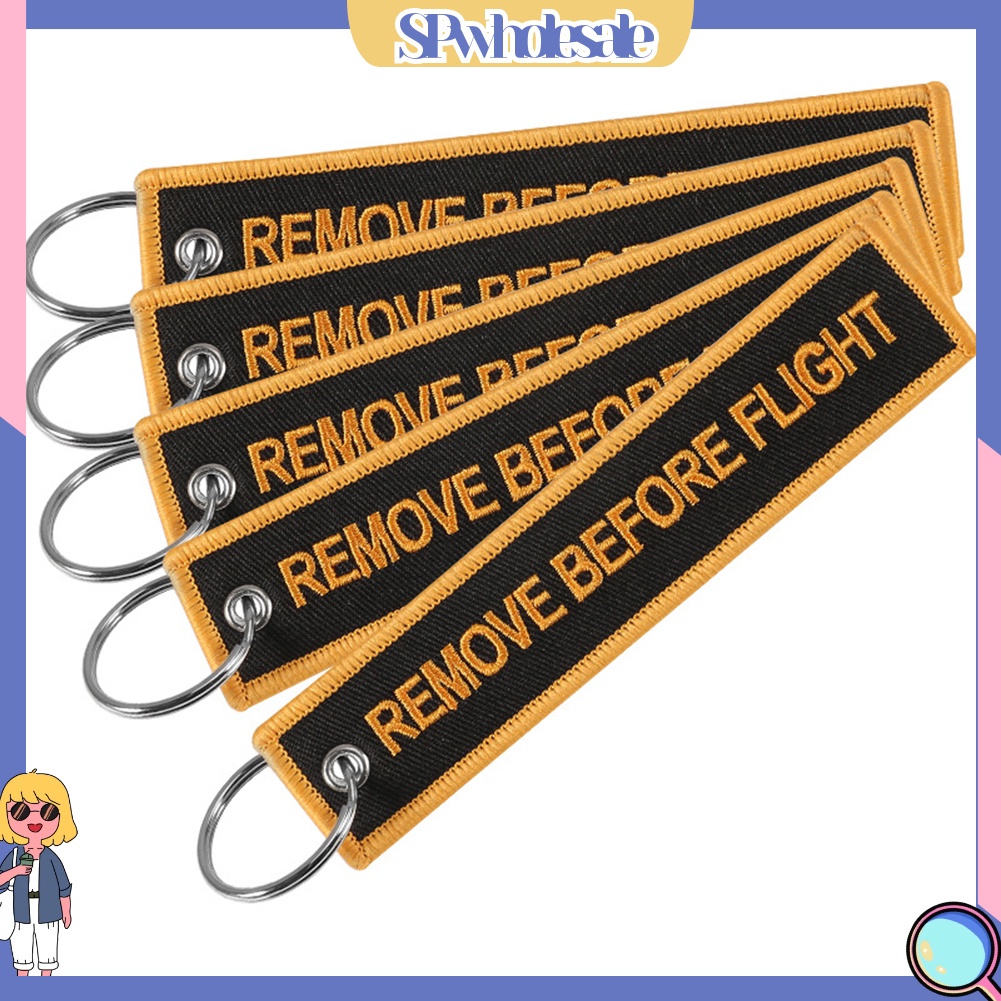 <SPwholesale> Móc Khóa Thêu Chữ REMOVE BEFORE FLIGHT Thời Trang Cá Tính
