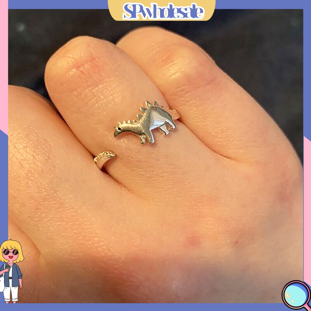 <SPwholesale> Nhẫn Hở Hình Khủng Long Bằng Kim Loại Thân Thiện Với Da Dễ Thương Cho Nữ