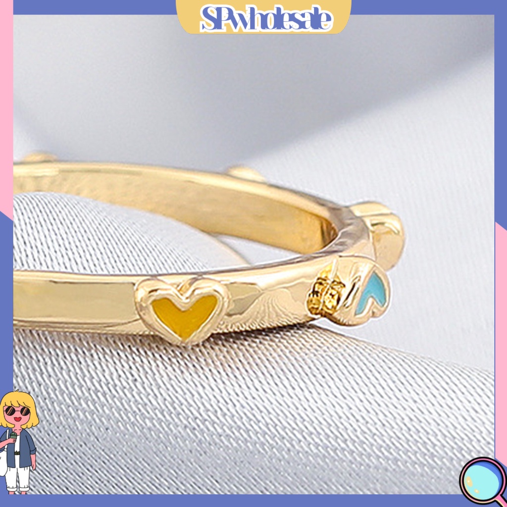 <SPwholesale> Nhẫn Đeo Ngón Tay Nhiều Màu Sắc Khô Thoáng Hình Trái Tim Quà Tặng Sinh