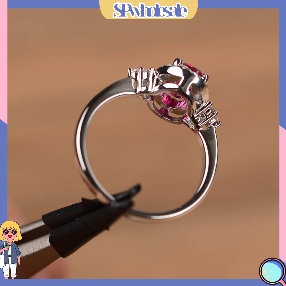 <SPwholesale> Nhẫn Đính Hôn Đính Đá Zircon Hình Oval Thời Trang Cho Nữ