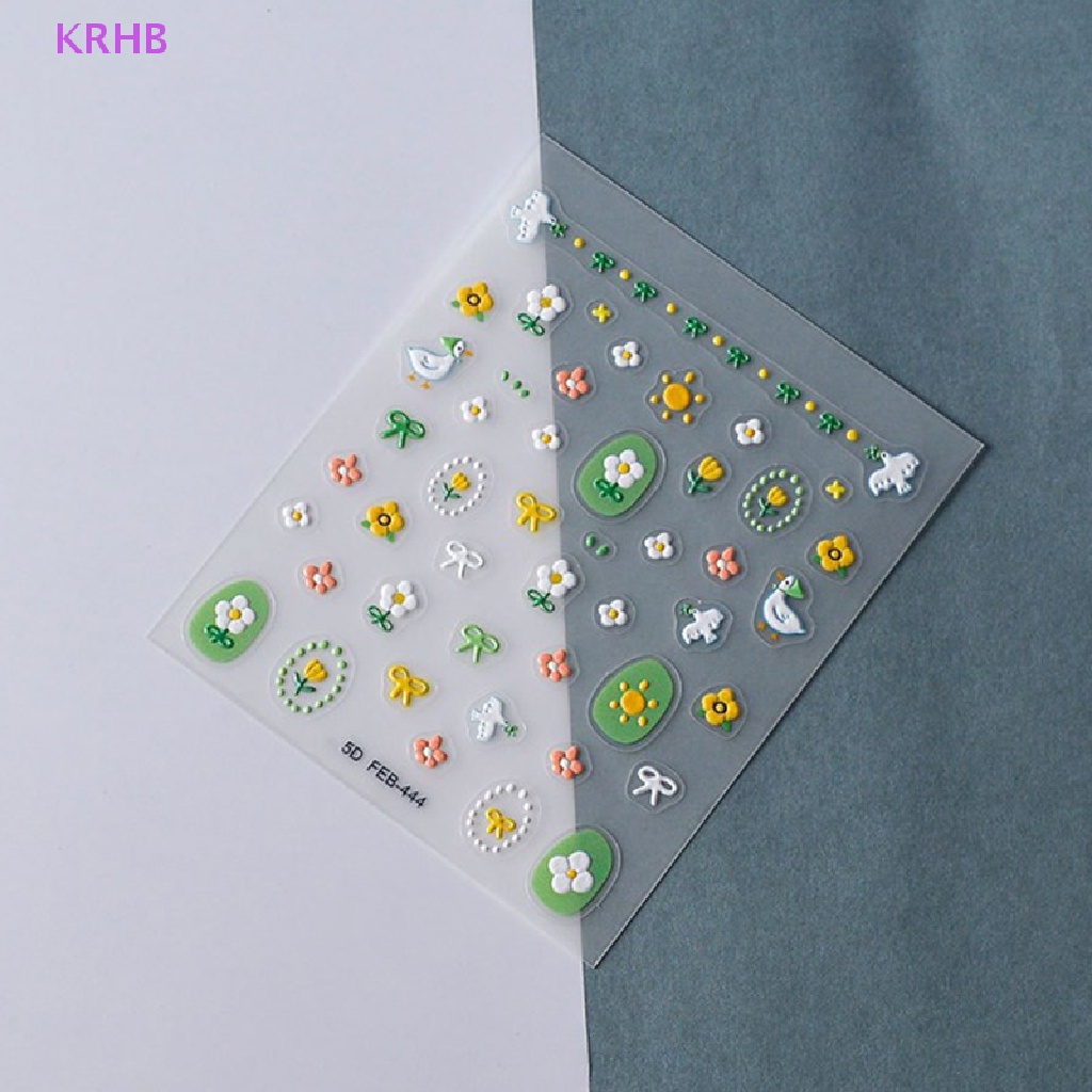 Miếng Dán Trang Trí Móng Tay Tự Dính Họa Tiết Hoa 5D Mới