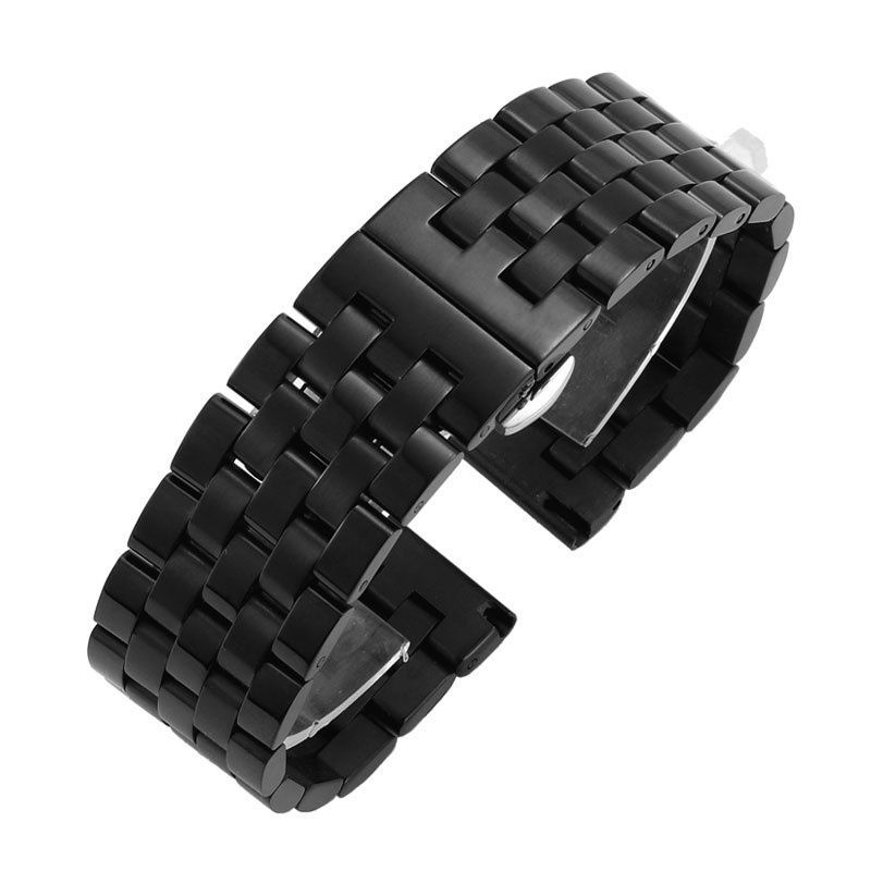 Dây Đeo Đồng Hồ Bằng Thép Không Gỉ Trơn 5 Bước 20mm 22mm 24mm