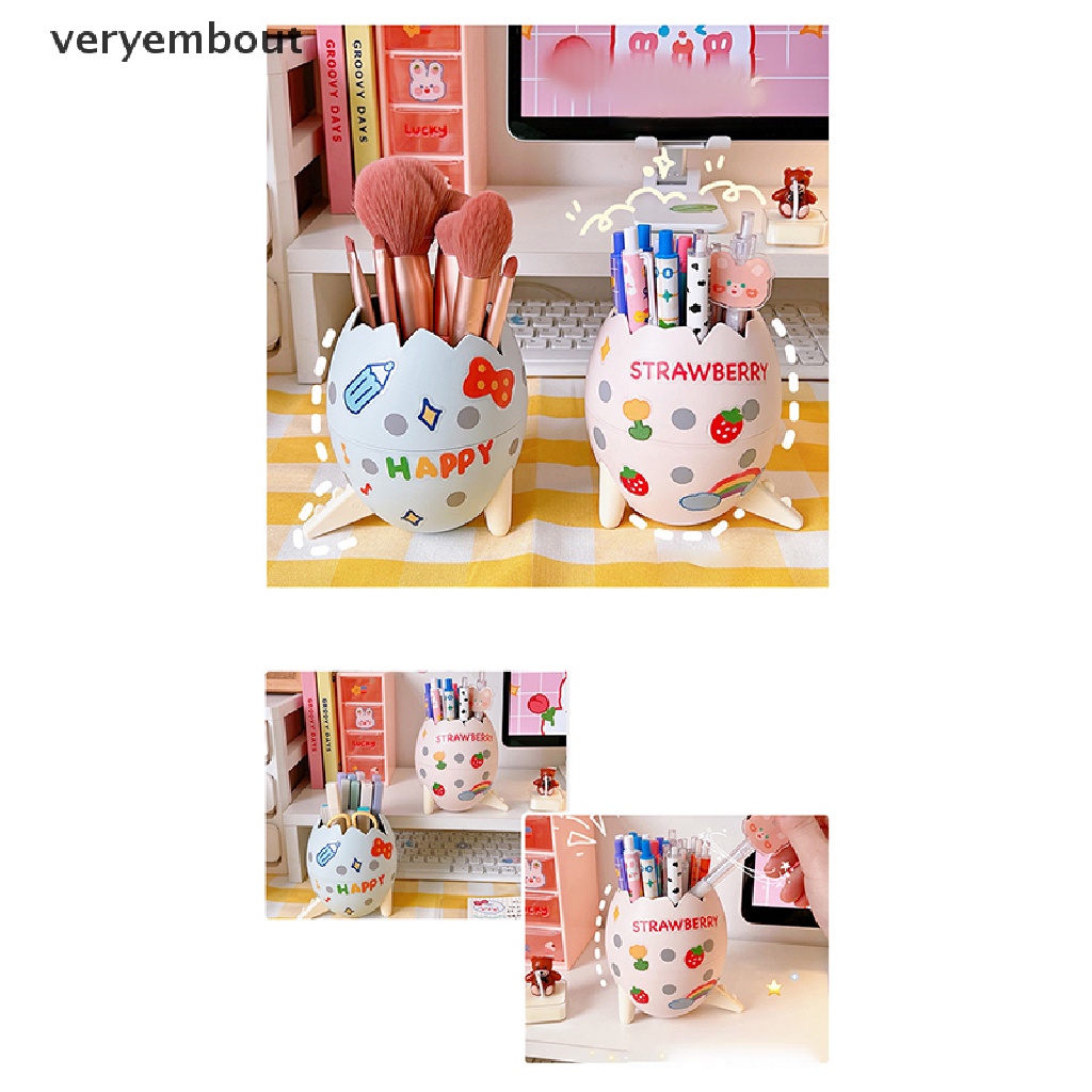 Giá Đỡ Bút / Cọ Trang Điểm Hình Trứng Khủng Long Dễ Thương Sáng Tạo