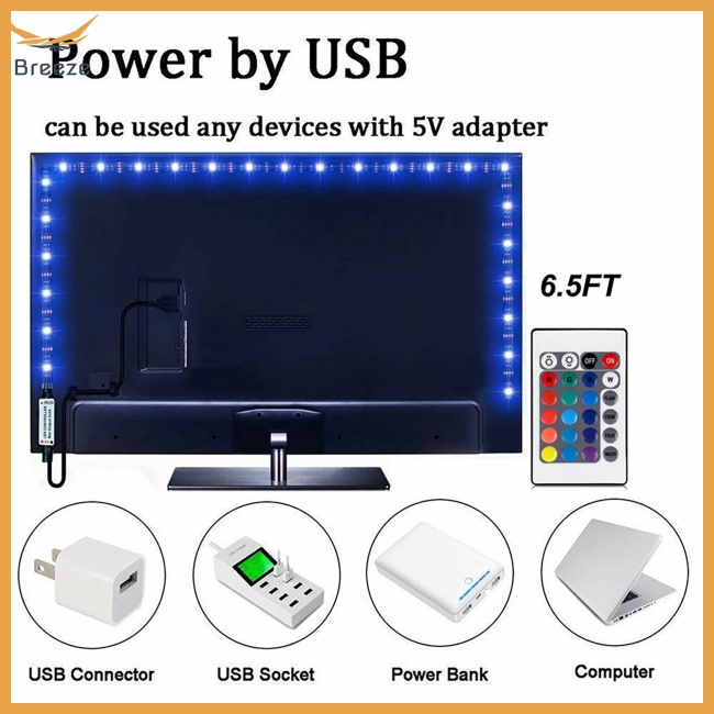 Dây Đèn Led Usb 5050 Rgb Nhiều Màu Chống Nước Kèm Điều Khiển Từ Xa