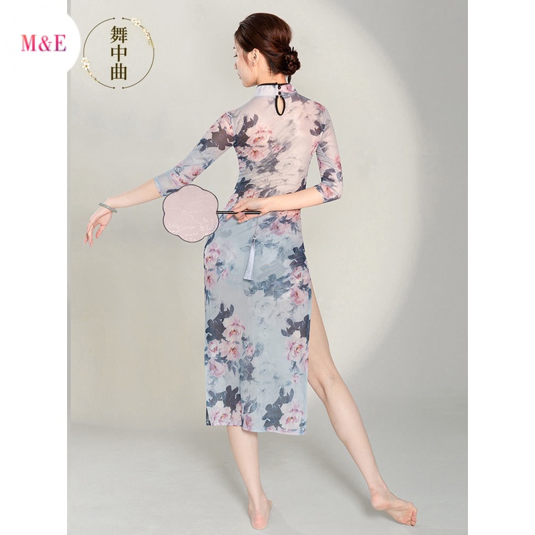 Đầm Sườn Xám Phối Lưới Phong Cách Trung Hoa Cổ Điển Cho Nữ