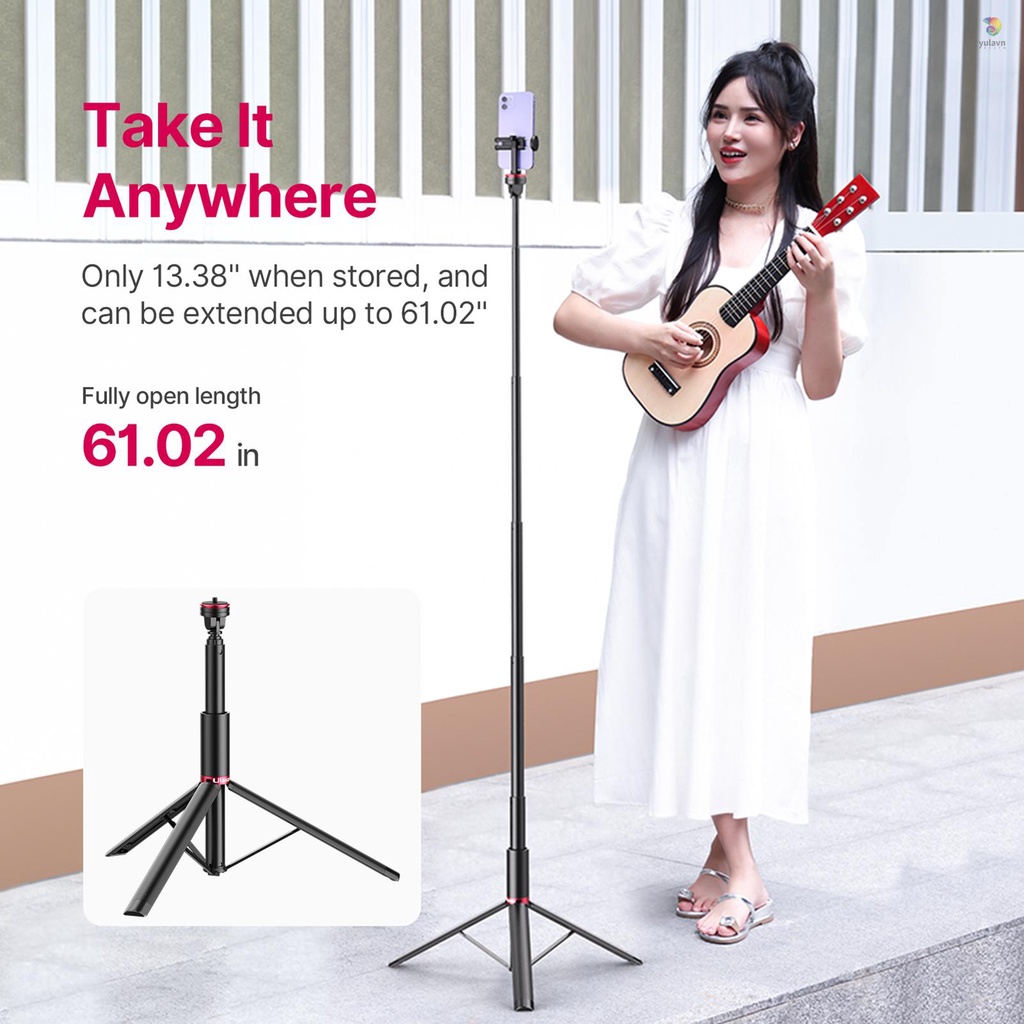 Gậy Tự Sướng Ulanzi MT-54 155cm / 61.02in 1kg-1.5kg Có Thể Điều Chỉnh Độ Sáng Kèm Giá Đỡ Điện Thoại Tiện Dụng