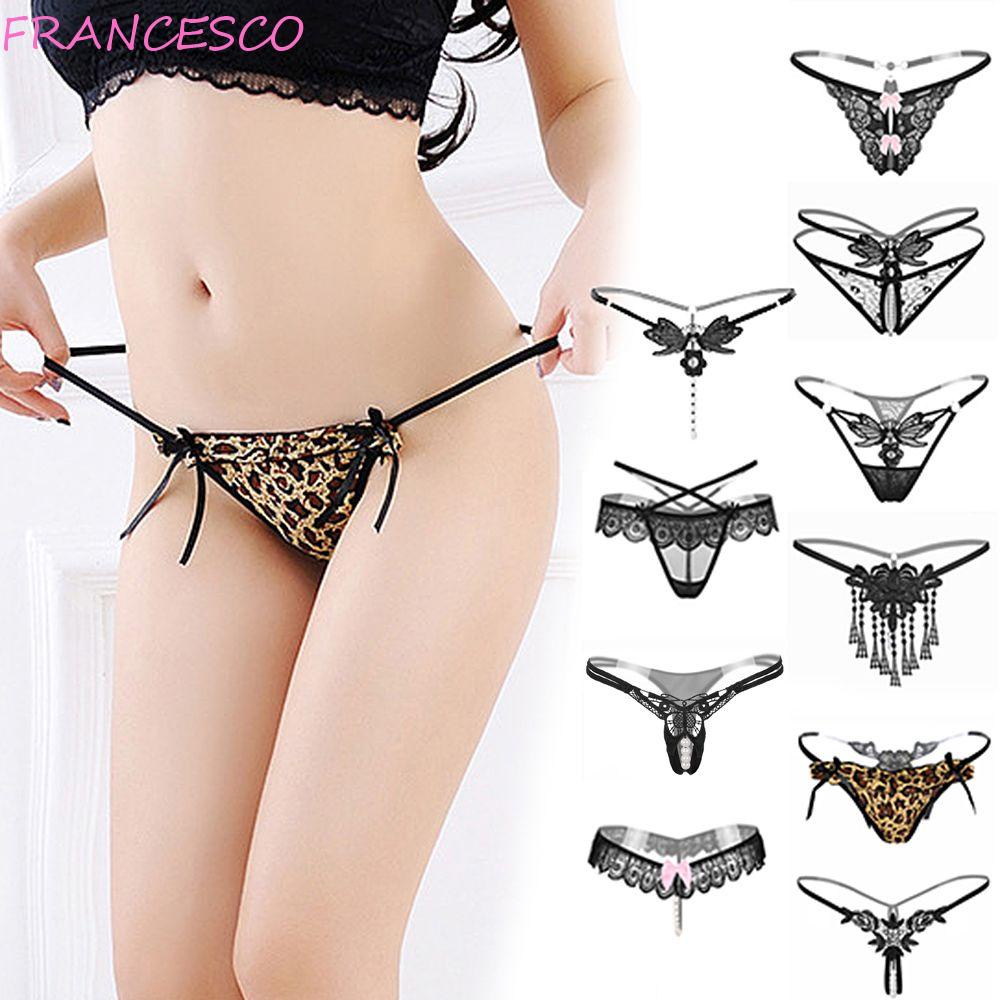 Quần Lót Ren Lọt Khe Lưng Chữ T Thêu Họa Tiết 11 Kiểu Cho Bạn Gái