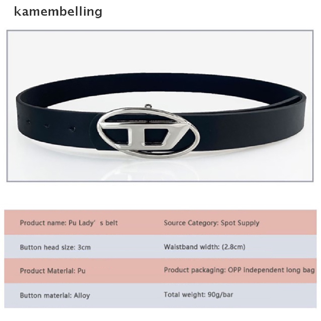 Thắt Lưng Da PU Khóa Kim Loại Hình Oval In Chữ D Thời Trang Cho Nữ