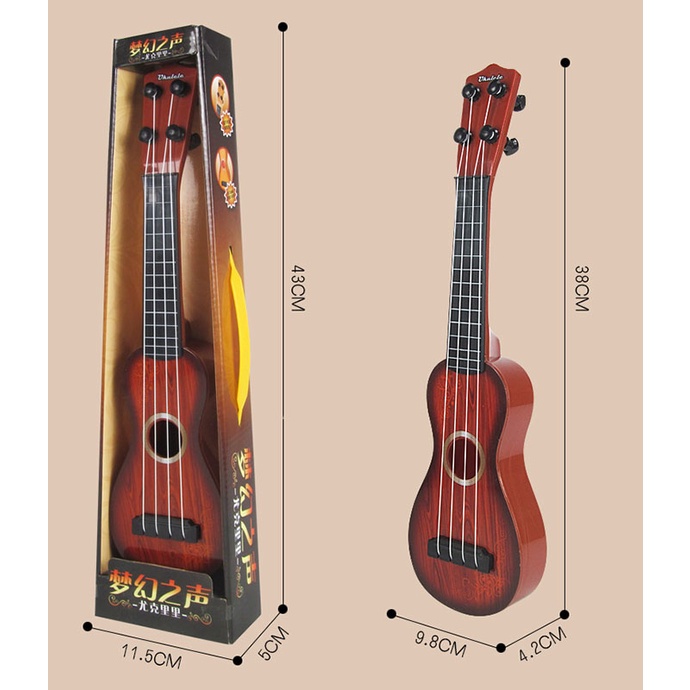 Đàn Ukulele Mini Bằng Gỗ Kèm Hộp Màu Sắc Xinh Xắn Dành Cho Bé