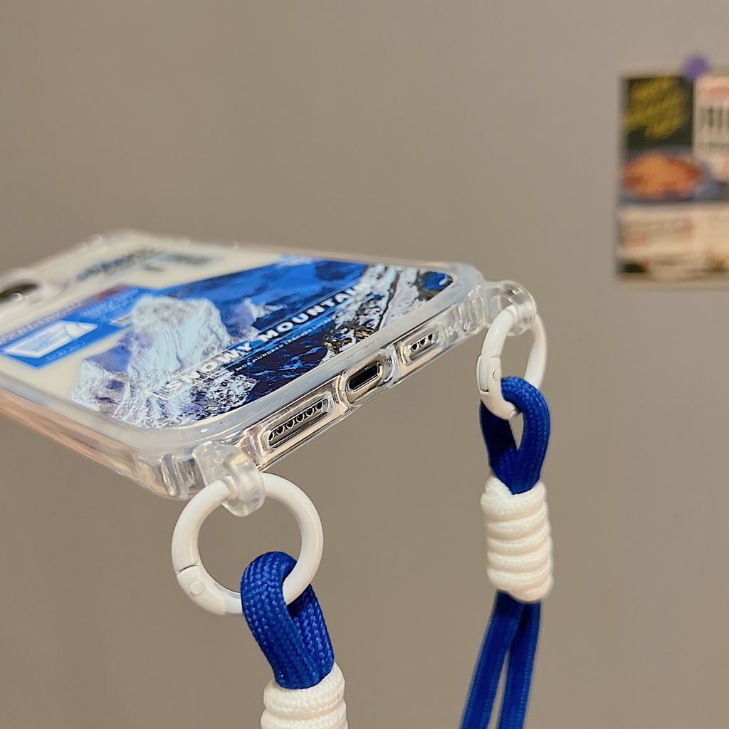 Ốp Điện Thoại Tpu Dẻo Trong Suốt Họa Tiết Ngọn Núi Tuyết Đơn Giản Chống Sốc Kèm Dây Đeo Cho iphone 12 14 13 11 Pro Max