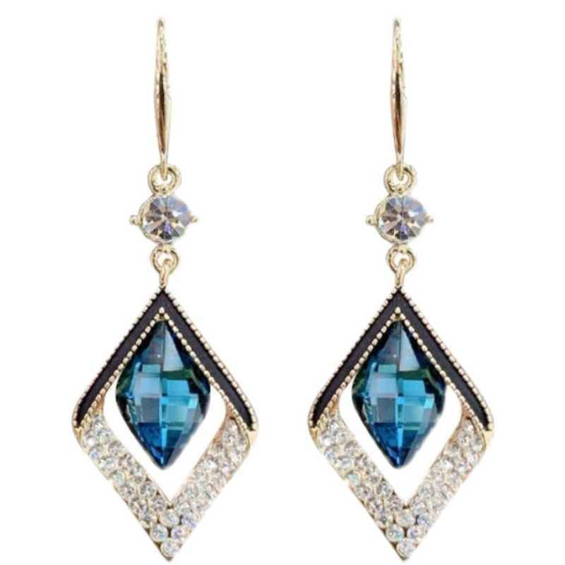 Set Khuyên Tai Dáng Dài Đính Đá Pha Lê Thời Trang