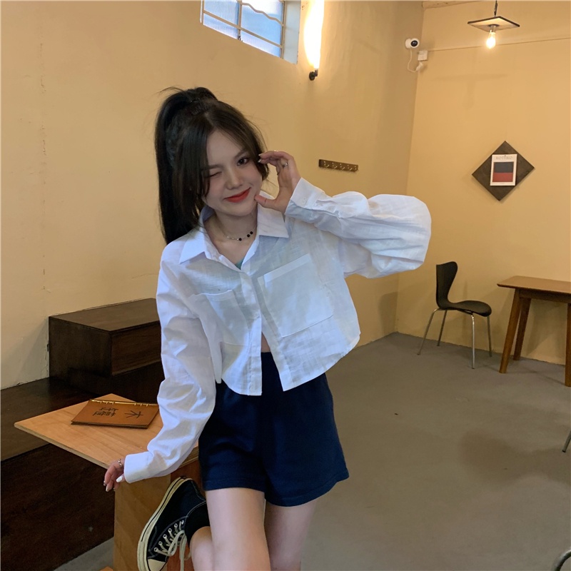 Áo sơ mi SUXI tay dài dáng rộng màu trơn đơn giản thời trang Hàn Quốc cho nữ
