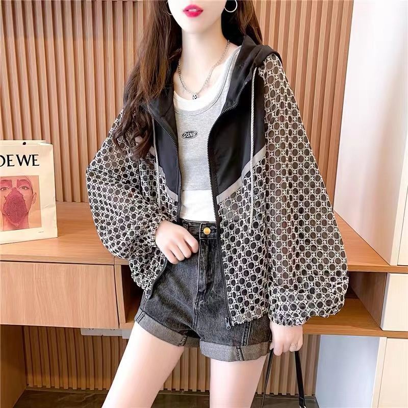 Áo Khoác Mỏng Chống Nắng Dáng Rộng Màu Nhuộm Phối Khóa Kéo Thời Trang Hàn Quốc Cho Nữ