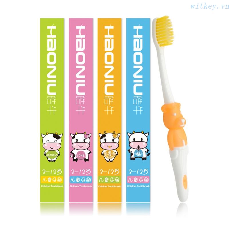 Bàn Chải Đánh Răng Mềm Mại Chống Trượt Có Tay Cầm Hình Bò Sữa Đáng Yêu Cho