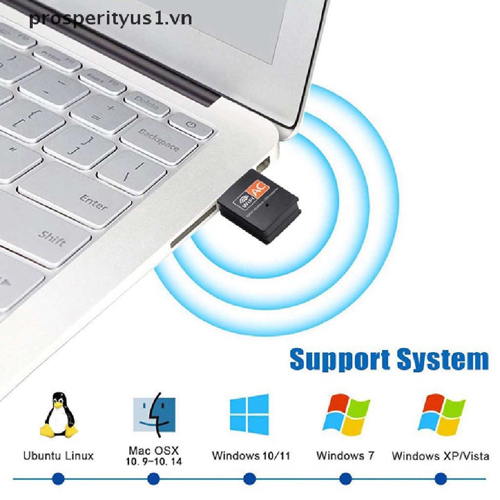 Usb Thu Sóng wifi 600Mbps Tốc Độ Cao 5 Ghz Cho Máy Tính prosperityus1 [VN]