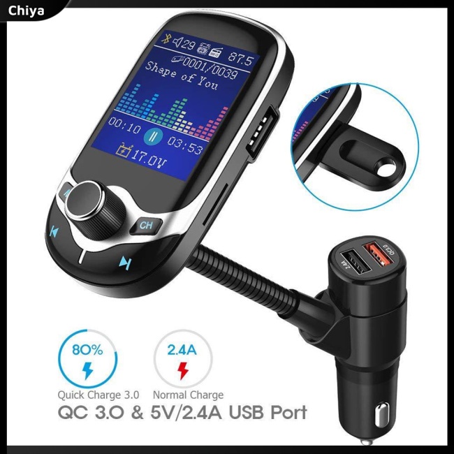 Máy Nghe Nhạc Mp3 Kết Nối Bluetooth 5.0 Fm Hai Cổng Usb Qc3.0 / Thẻ tf Cho Xe Hơi