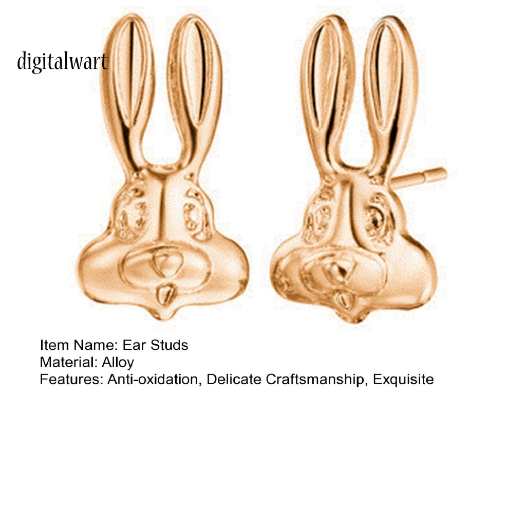 Kỹ Thuật Số| 1 Đôi Bông Tai Mạ Điện Hình Thỏ Hoạt Hình Sáng Bóng Dễ Thương