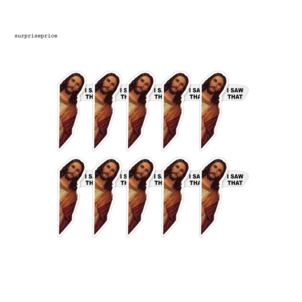 Set 10 Sticker Nhựa PVC Hình Chúa Jesus Trang Trí Máy Tính