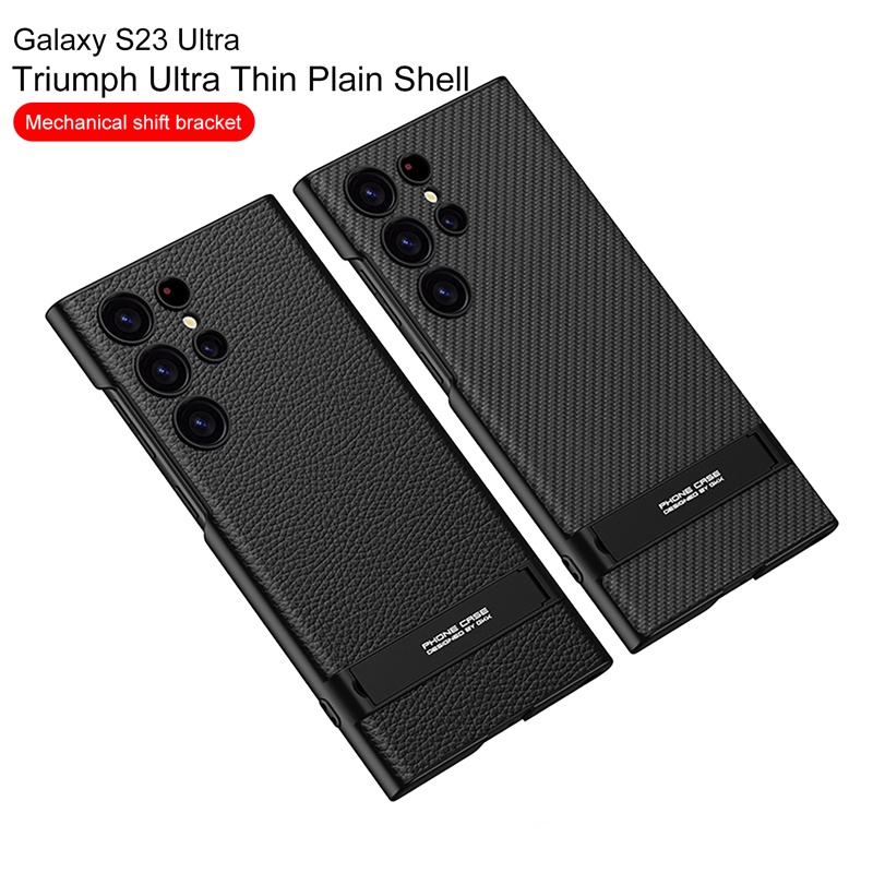 Bao Da Siêu Mỏng Màu Trơn Kèm Giá Đỡ Chuyển Số Sang Trọng Cho Samsung Galaxy S23 Ultra S23 Plus
