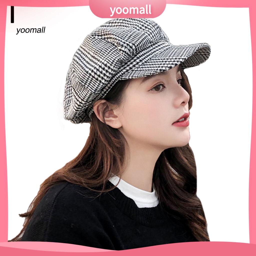 Mũ Beret Kẻ Sọc Vuông Phong Cách Vintage Cho Nam Và Nữ