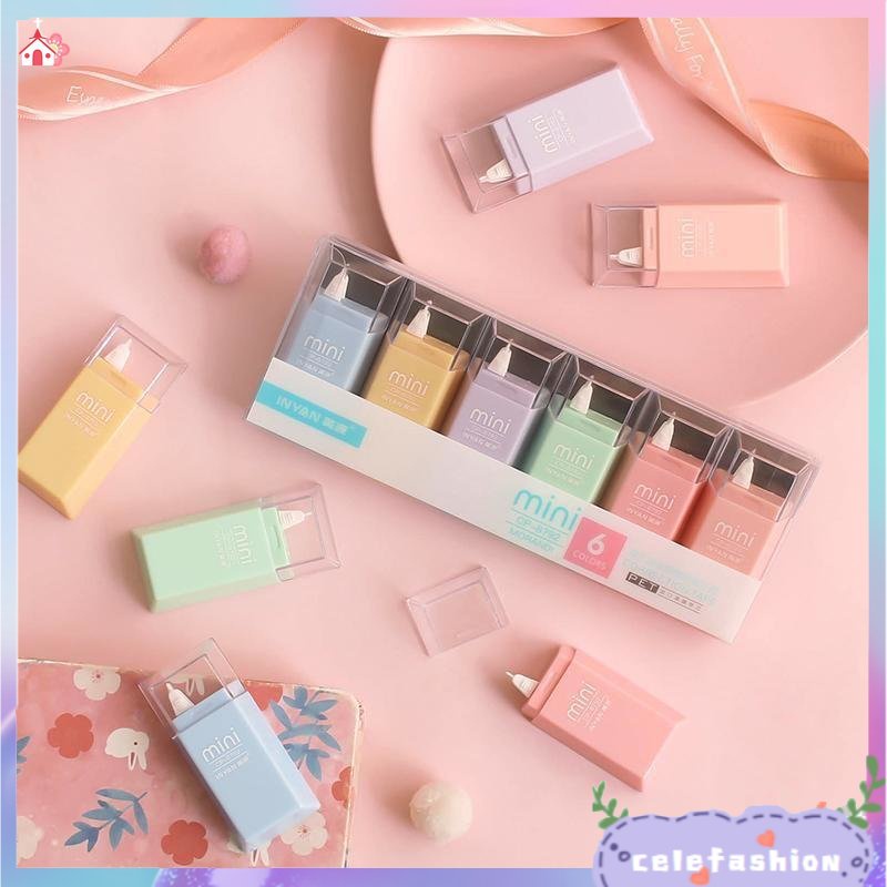 Bộ 6 Bút Xóa Kéo Màu Trắng Kiểu Hàn Quốc Dễ Thương Tiện Dụng Cho Văn Phòng / Trường Học
