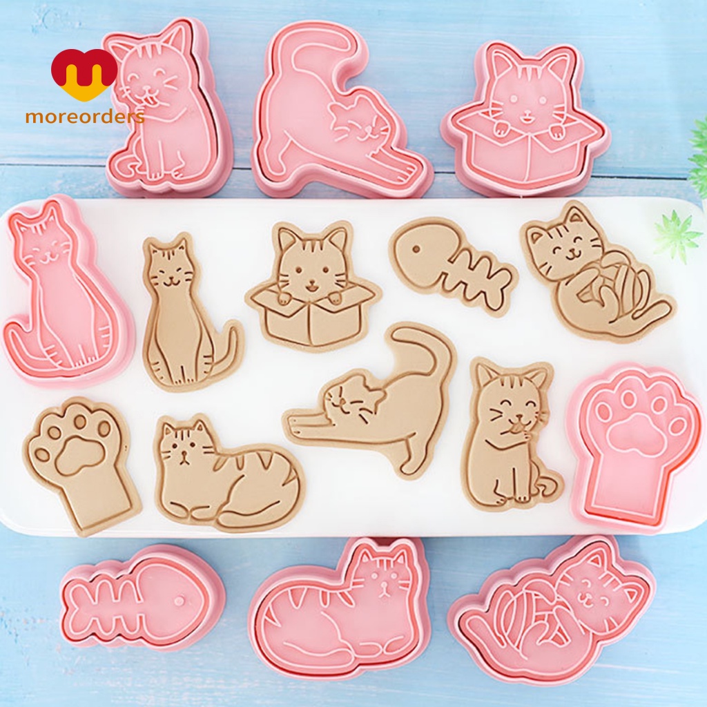 1 Bộ Khuôn Cắt Bánh Quy Bằng Nhựa PP Chống Dính Hình Mèo Dễ Thương