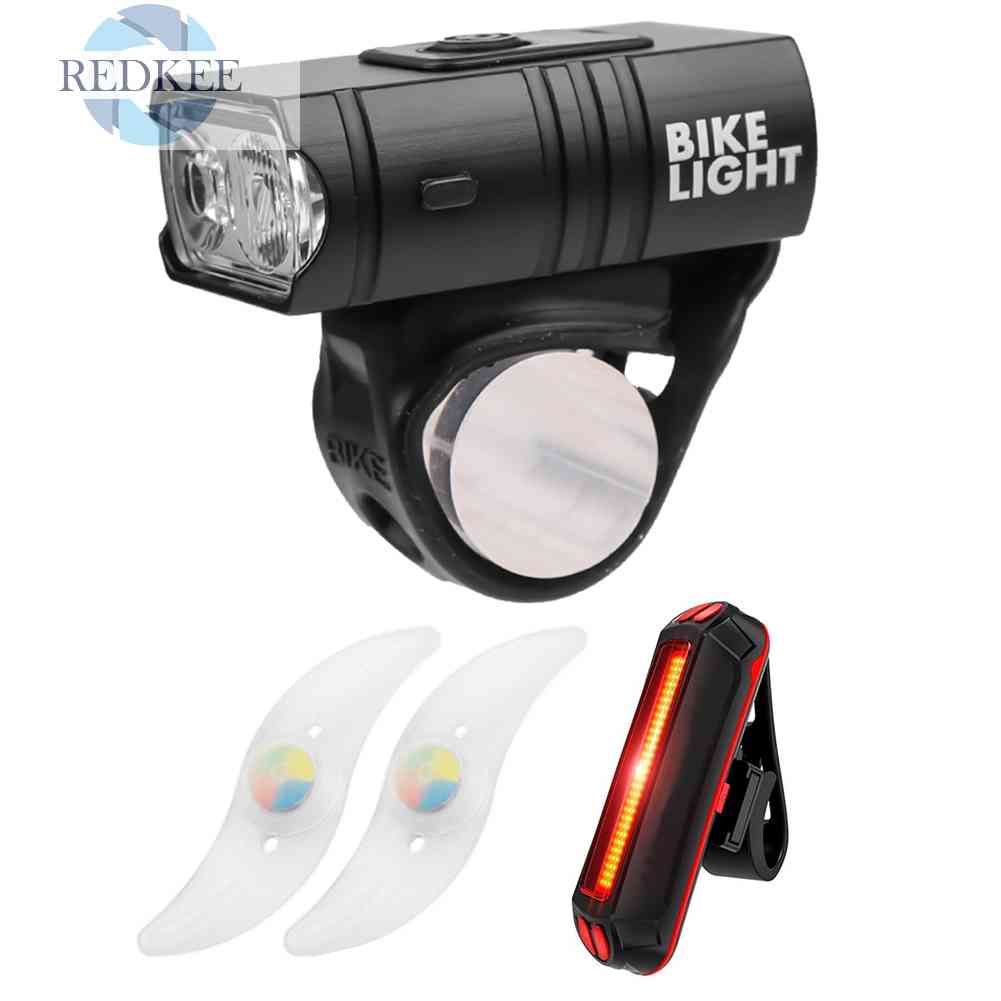 Bộ Đèn LED Cảnh Báo An Toàn Phía Trước Xe Đạp Sạc USB Chống Nước