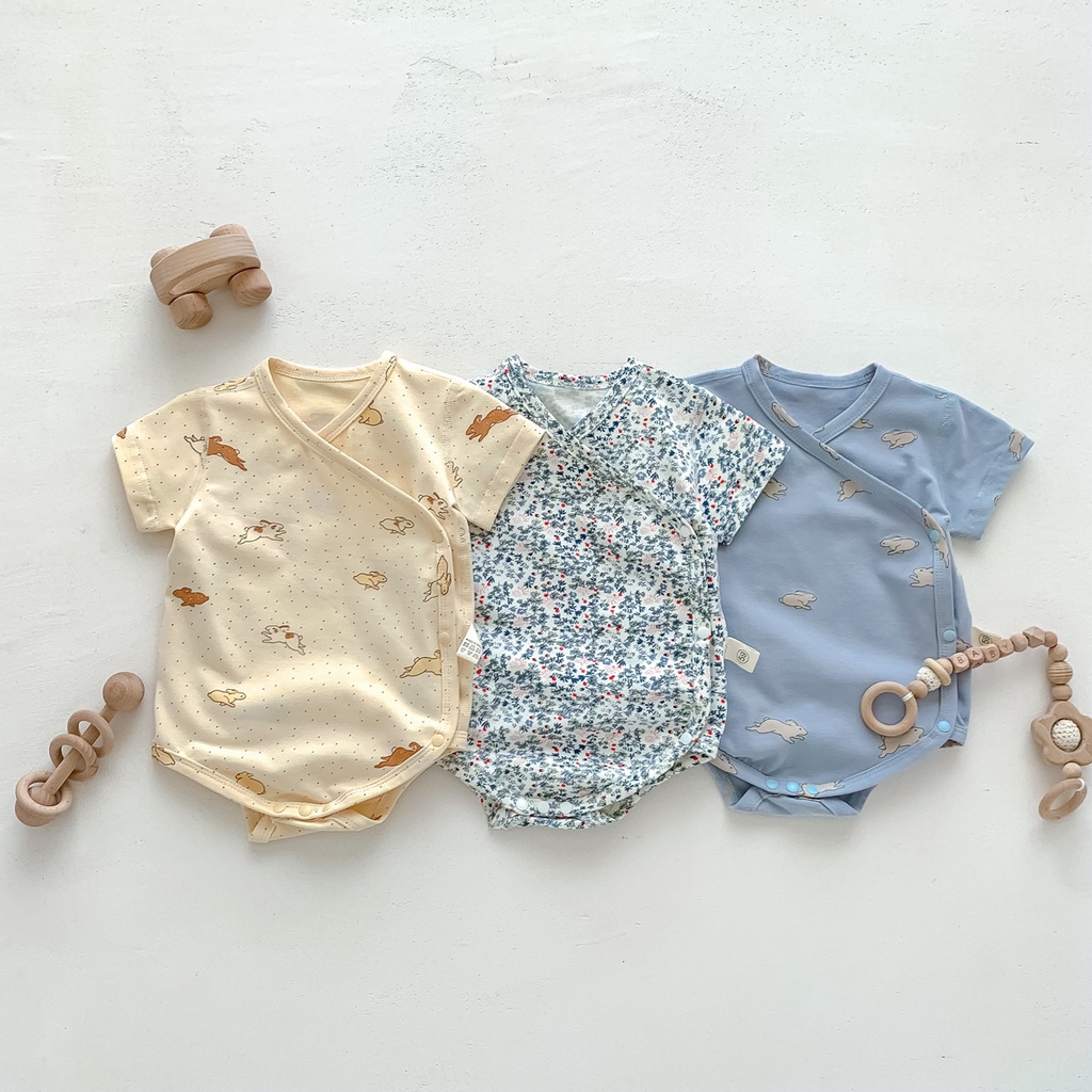 Áo Liền Quần Ngắn Tay In Hình Thỏ Cho Bé