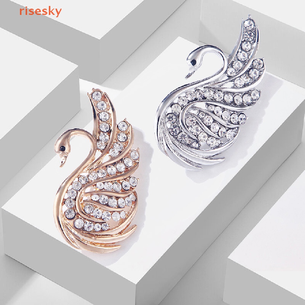 Ghim Cài Áo Hình Thiên Nga Đính Đá Thời Trang