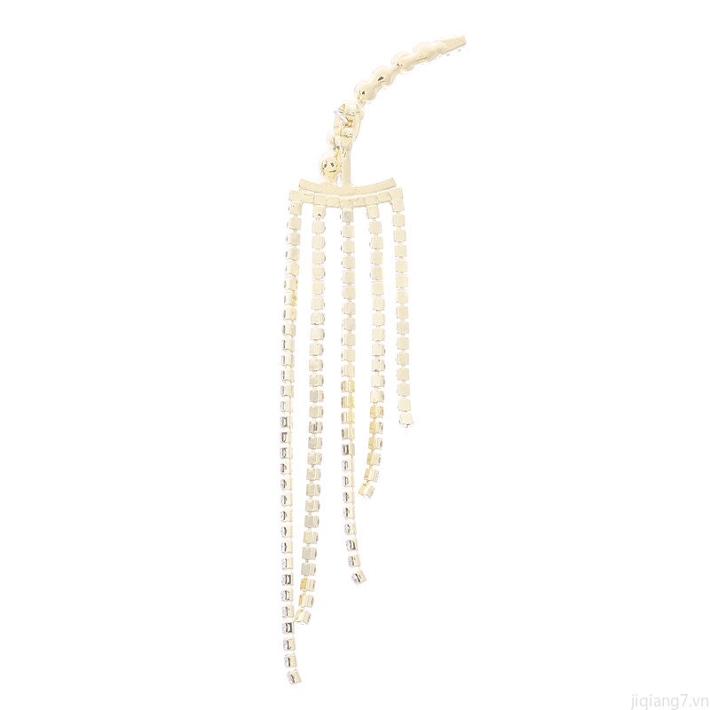 Khuyên Vành Tai Tua Rua Dài Đính Đá Zircon Lấp Lánh Sang Trọng Kiểu Dáng Mới