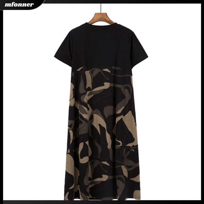 Đầm Chữ A Tay Ngắn Cổ Tròn Dáng Rộng In Họa Tiết Thời Trang Cho Nữ