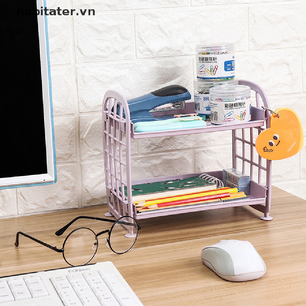 1 Kệ Đựng Đồ Để Bàn Dạng Gập Màu Macaron Dễ Thương