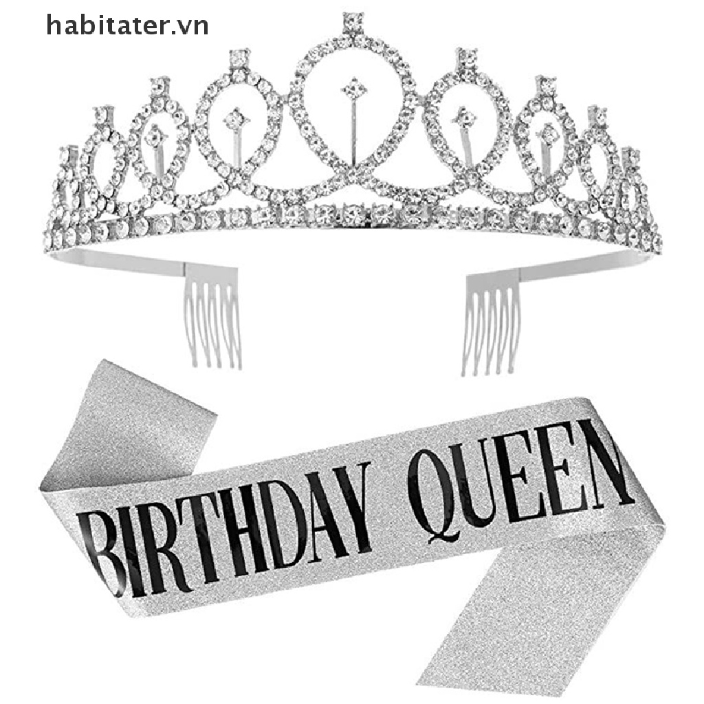 1 Bộ Vương Miện Đính Đá Lấp Lánh Trang Trí Tiệc Sinh Nhật