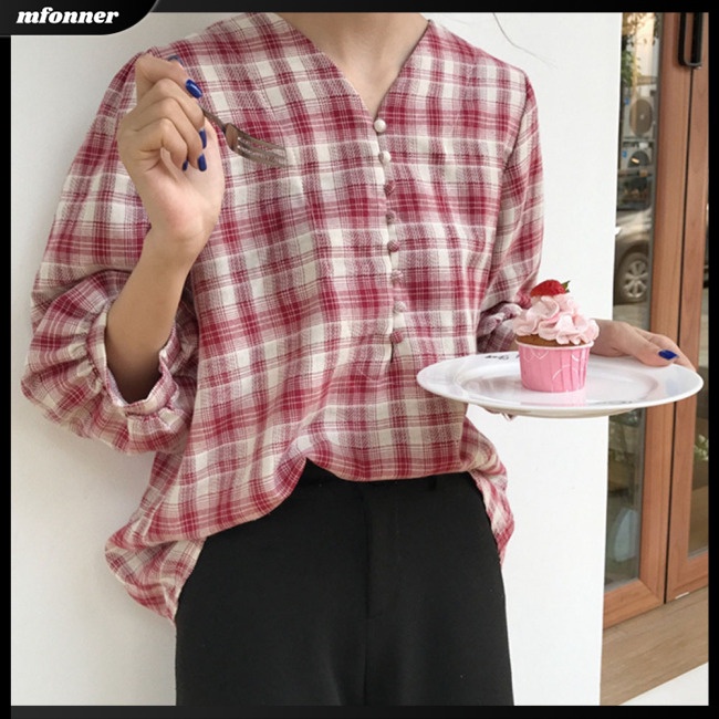 Áo Kiểu Tay Lửng Dáng Rộng Họa Tiết Kẻ Sọc Thời Trang Cho Nữ