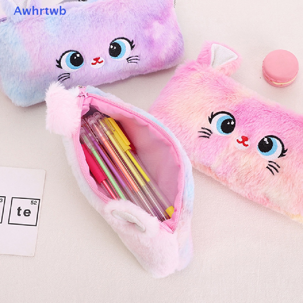 Bóp Viết Lông Nhung Hình Mèo Hoạt Hình Dễ Thương Sức Chứa Lớn Có Khóa Kéo Mới