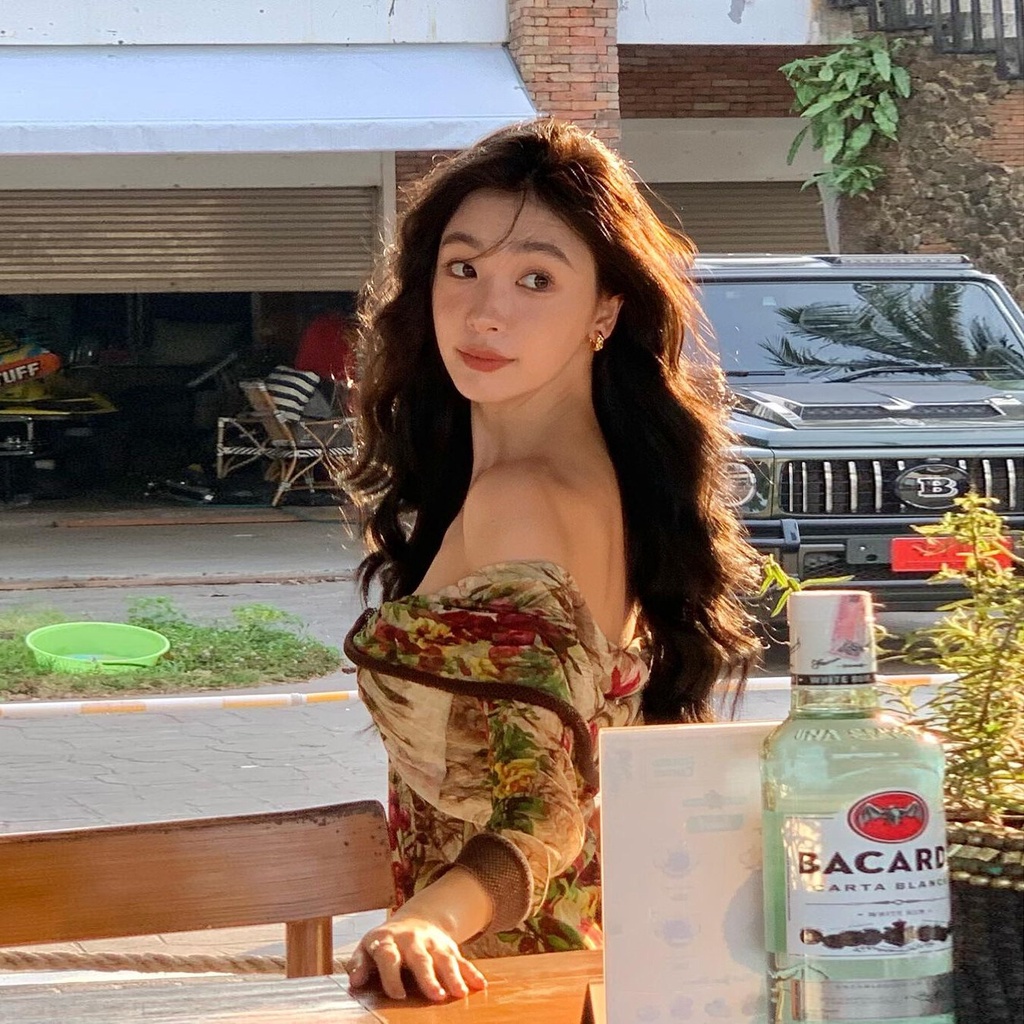 Weird Puss Đầm Midi Tay Dài Trễ Vai Ôm Dáng In Họa Tiết Hoa Thanh Lịch Cổ Điển Quyến Rũ Cho Nữ