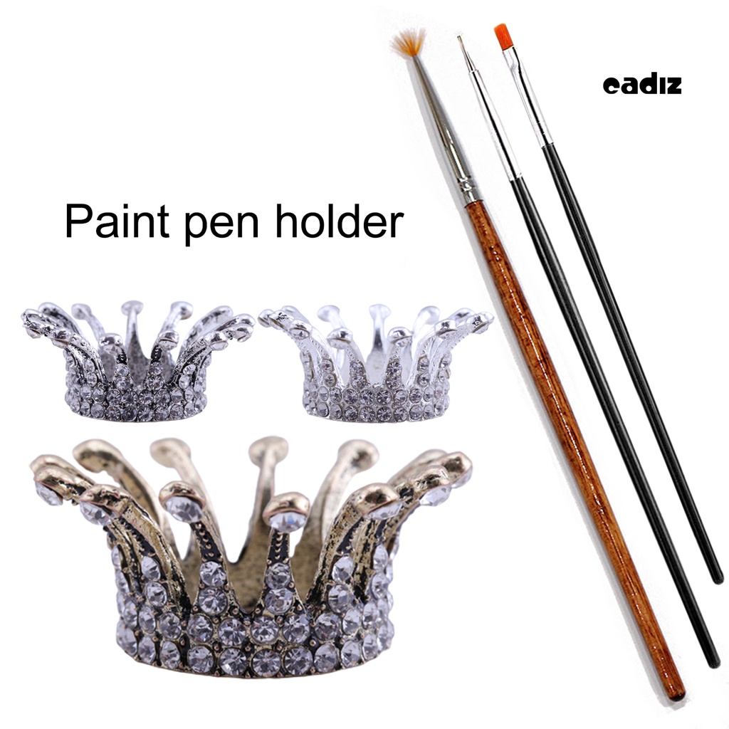 Giá Đỡ Cọ Vẽ Móng Tay Chống Rơi Chống Vỡ Hình Vương Miện Đính Kim Cương Giả DIY