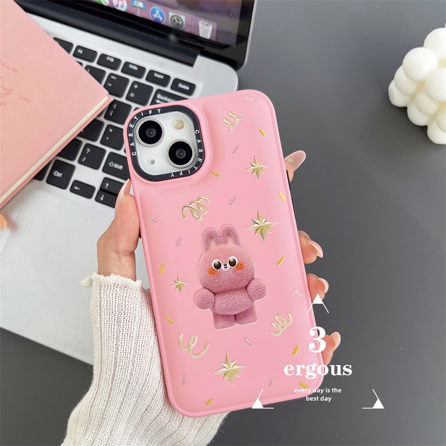 Ốp Điện Thoại TPU Mềm Họa Tiết Thỏ Hồng Selfie Bảo Vệ Ống Kính Cho iPhone 14 13 12 11 Pro Max SE2020 X XR Xs Max