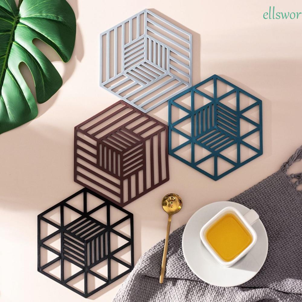 Đế Lót Ly Bằng Silicone Thiết Kế Hình Lục Giác Sáng Tạo