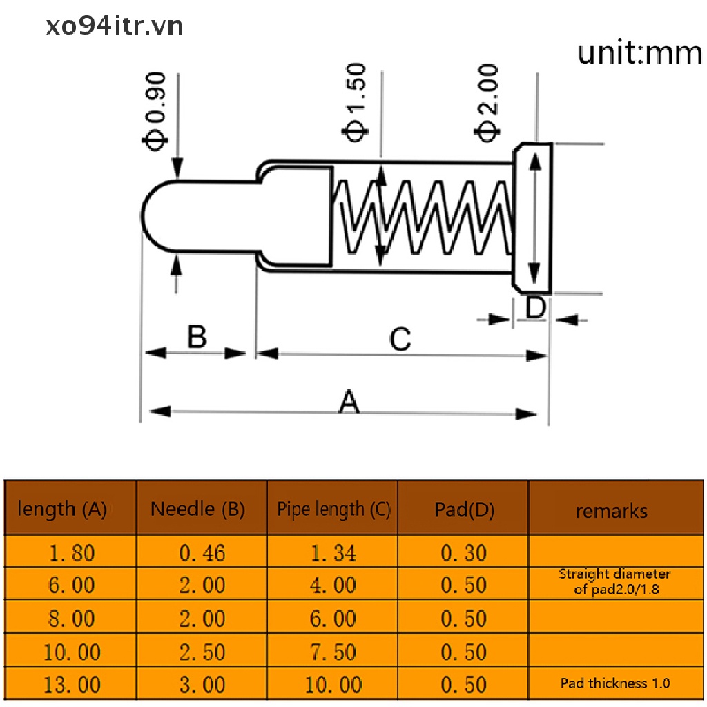 Set 10 Pin Nối Pogo SMD PCB 1.8 6 8 10 13 MM Chuyên Dụng