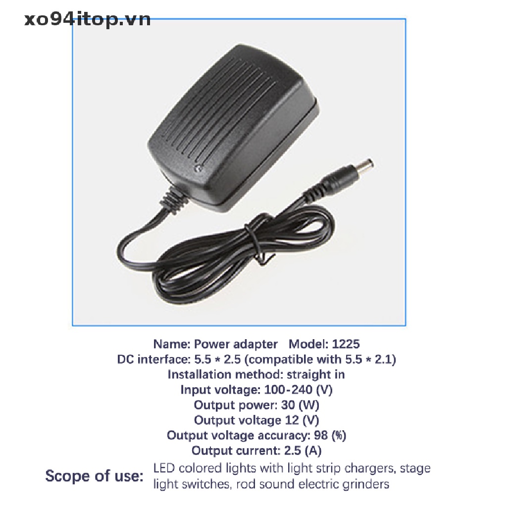 Bộ Chuyển Đổi Nguồn Điện 12V 2.5A AC 100V-240V Cho Đèn