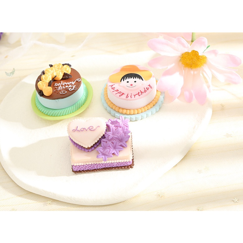 Mô Hình Tiểu Cảnh "Bánh Sinh Nhật Mini" Trang Trí Sen Đá, Sân Vườn/ Chậu Cây, DYI, Terrarium