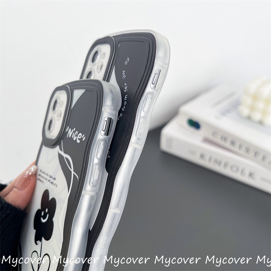 Ốp Điện Thoại Silicon Mềm Họa Tiết Hoa Bướm Trắng Đen Tối Giản Cho iPhone 14 13 12 11 Pro Max X XR Xs Max 6 7 8 Plus