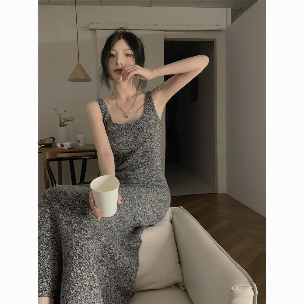 COZOK Đầm Dệt Kim Sát Nách Màu Sắc Thanh Lịch Cho Nữ