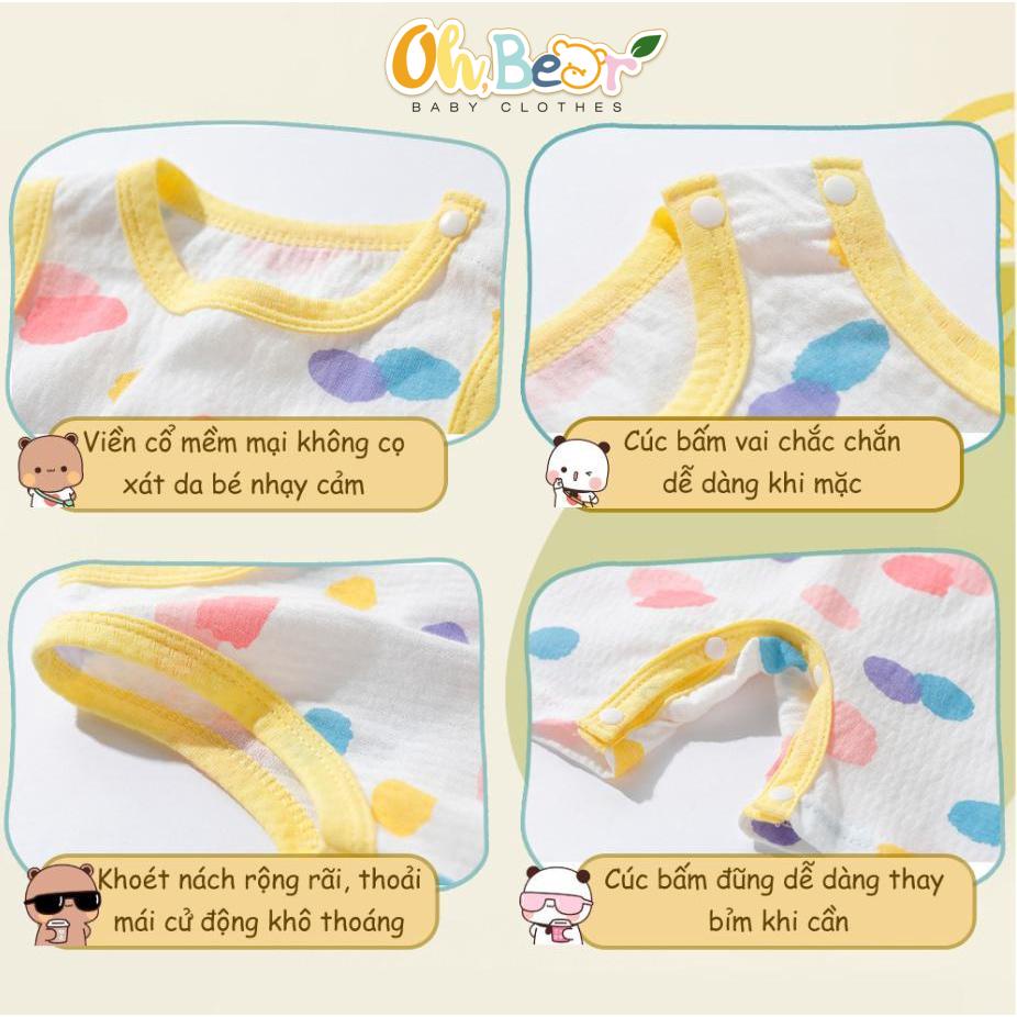 Bộ bodysuit cho bé ba lỗ liền thân vải thông hơi hàng Quảng Châu cho bé trai bé gái mặc hè | OHBear