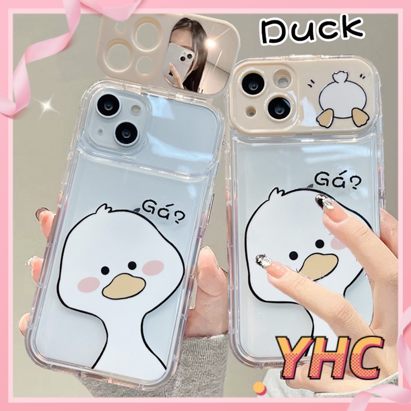 Ốp Lưng iPhone Camera Dấu chấm hỏi, vịt lật, giá đỡ gương, vỏ mềm chống rơi trong suốt Cho Iphone 6 / 6S / 6splus / se / 7 / 7plus / 8 / 8plus / X / xs / xsmax / 11 / 12 / 13 / 14 / Plus / pro / pro max-8012