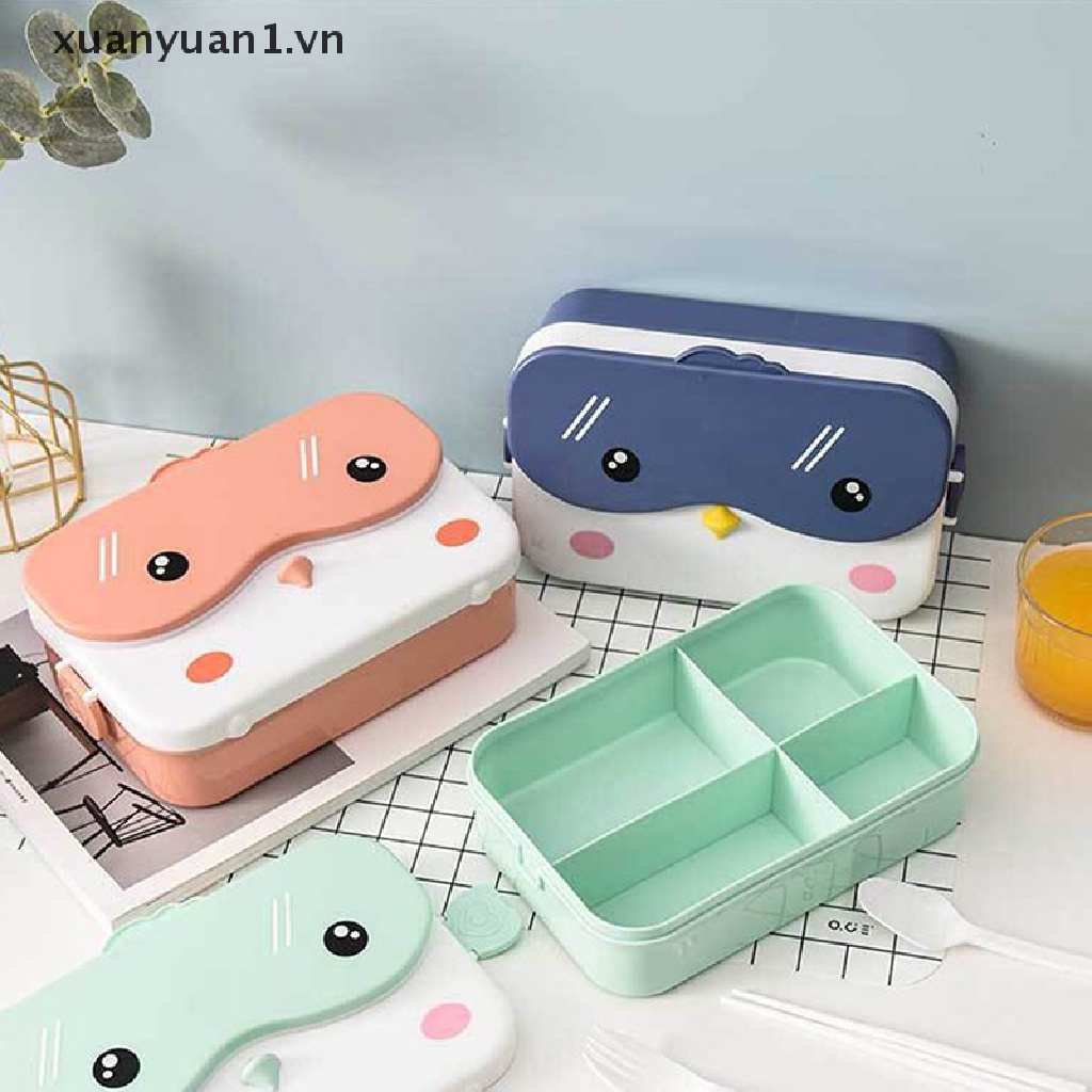 Hộp cơm Hình Chữ Nhật Bằng Nhựa Chống Tràn In Hoạt Hình Dễ Thương Cho Bé